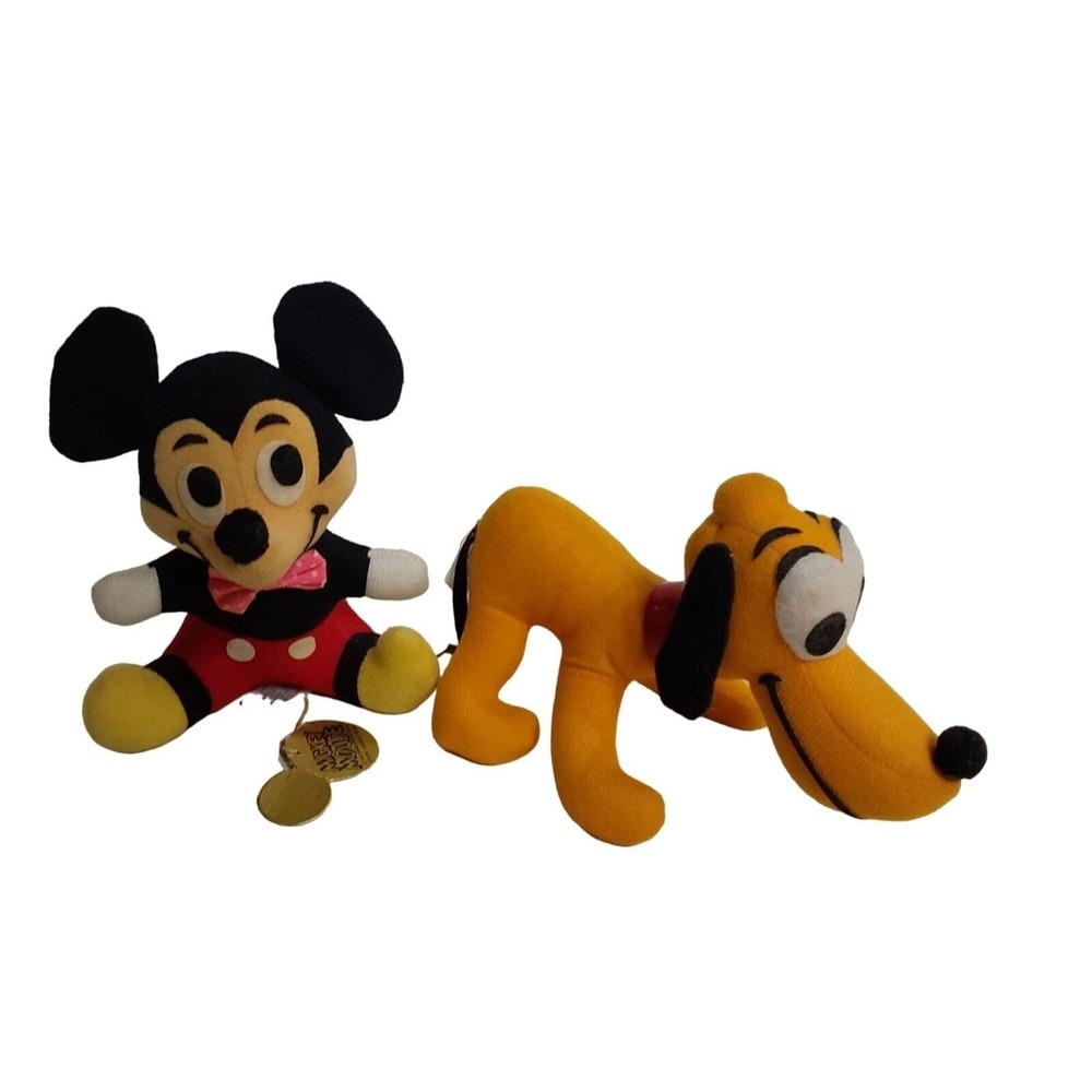 Vtg Mickey Mouse Toy Pluto Plush Disney Collectible Disneyana Lot‎ With Tags 70s